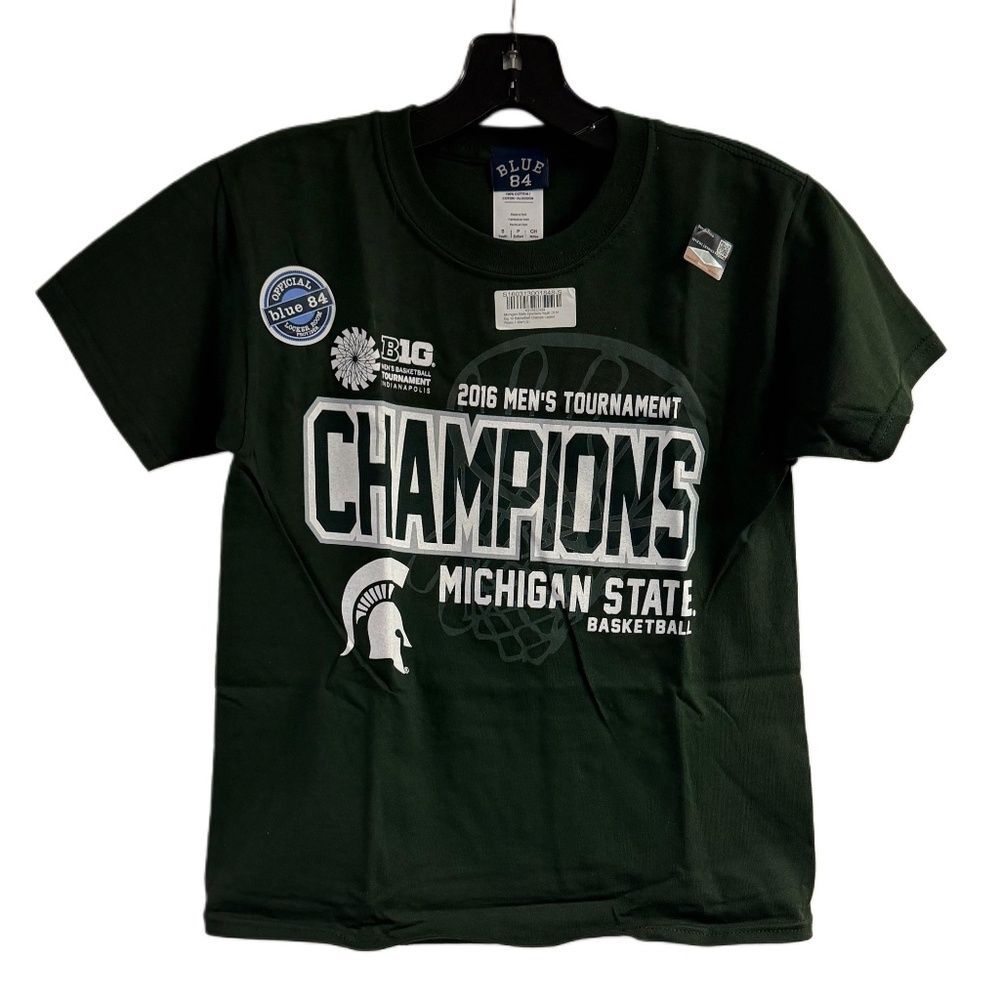 New Kids Michigan State Spartans Champions Big 10 Basketball 2016 T-Shirt SZ S